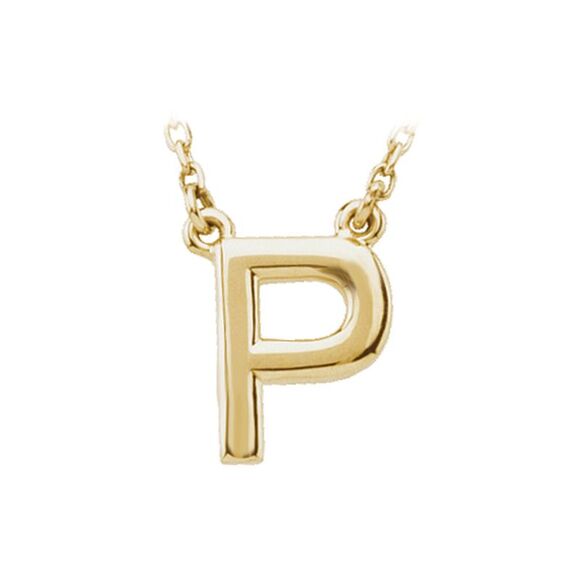 14K Yellow Gold, Kendall Collection, Block Initial P Necklace, 16 Inch - Picture 1 of 4